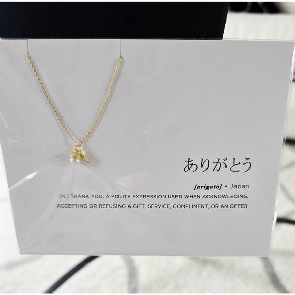 14K Gold Dipped Necklace Arigato Japan Word NWT - Picture 6 of 6